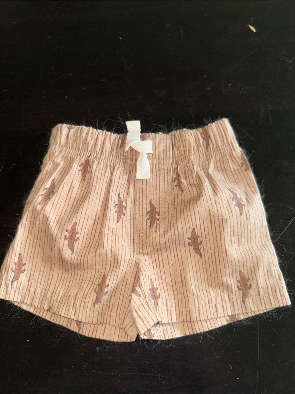 Carter's Beige Striped Shorts with Lizard Print